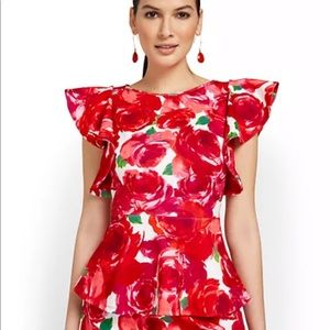 Floral Ruffle Peplum Top